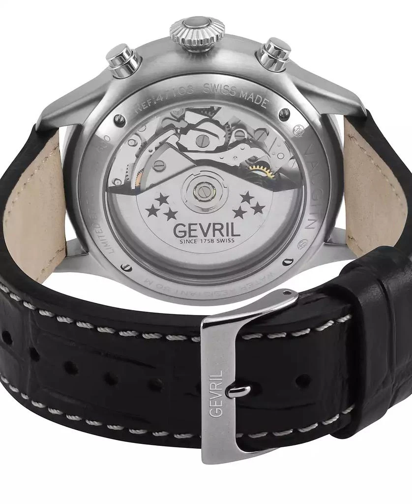 商品Gevril|Men's Vaughn Swiss Automatic Black Italian Leather Strap Watch,价格¥9689,第3张图片详细描述