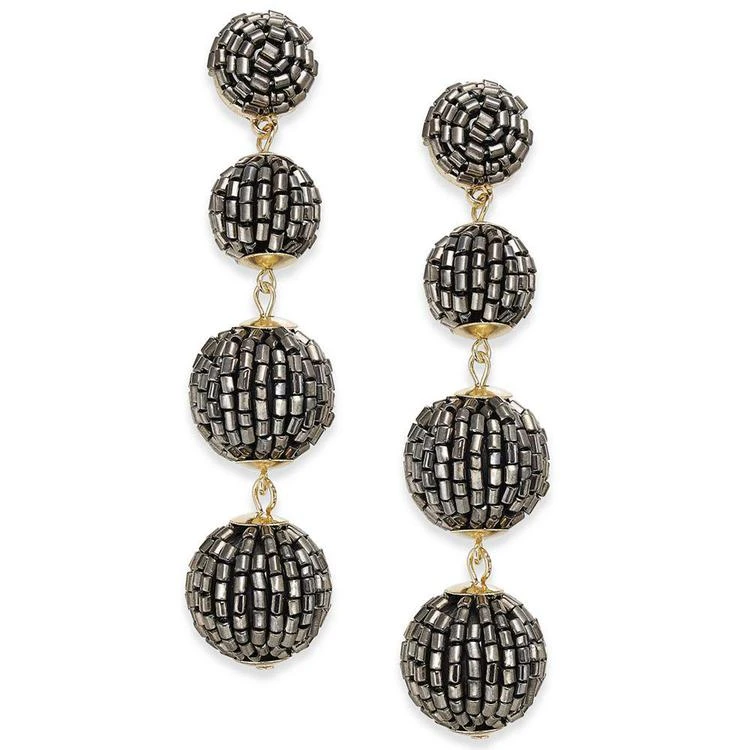 商品INC International|I.N.C. Gold-Tone Beaded Pom Pom Drop Earrings, Created for Macy's,价格¥76,第1张图片