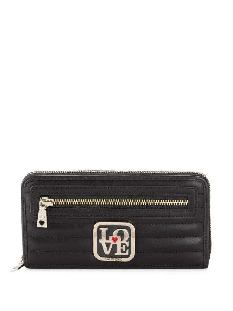 商品Moschino|Quilted Faux Leather Zip-Around Wallet,价格¥708,第1张图片