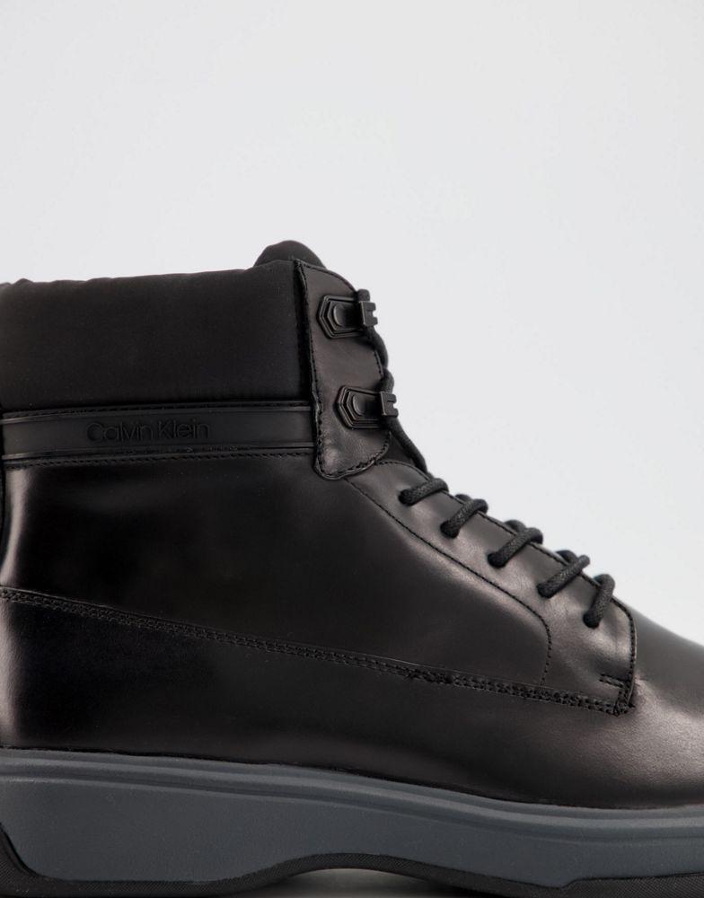 商品Calvin Klein|Calvin Klein phyfe lace up boots in black leather,价格¥602,第5张图片详细描述