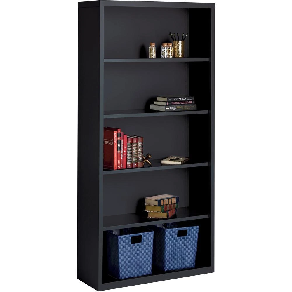 商品Lorell|Fortress Series Bookcase - 34.5" x 13" x 72" - 5 x Shelf(ves) - Black - Powder Coated - Steel - Recycled,价格¥5133,第2张图片详细描述