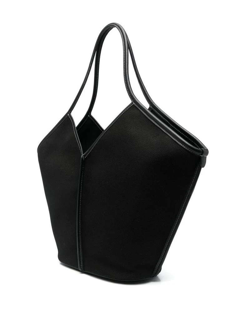 商品Hereu|Calella Black Shopper in Calf Leather and Canvas with White Contrast Stitching,价格¥2197,第2张图片详细描述