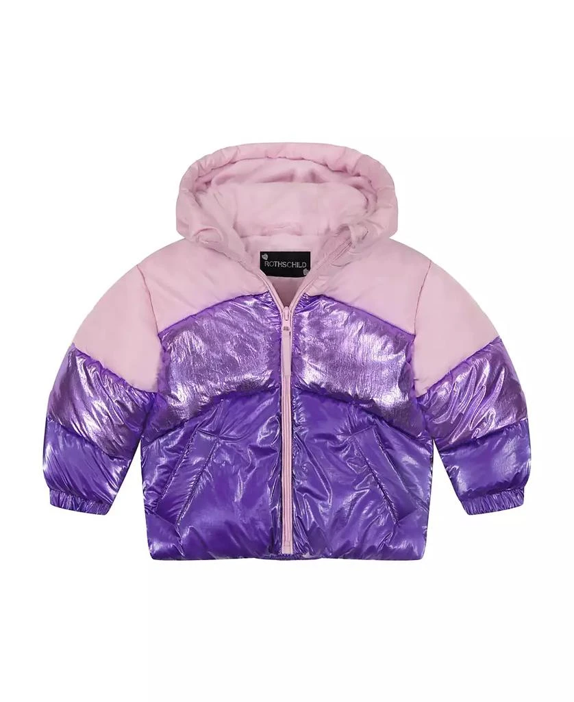 商品S Rothschild & CO|S. Rothschild & CO Toddler Girls Tricolor Metallic Puffer Jacket,价格¥240,第1张图片