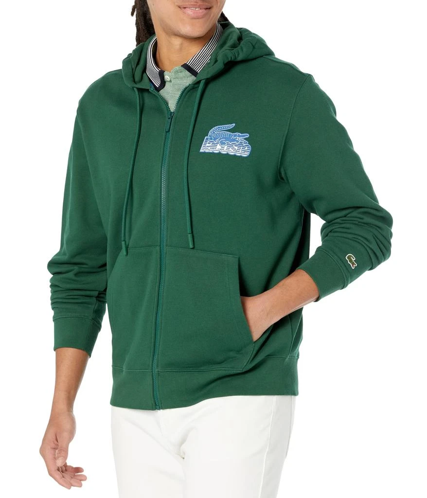 商品Lacoste|Long Sleeve Classic Fit Full Zip Graphic Hoodie,价格¥669,第1张图片