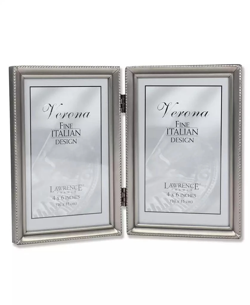 商品Lawrence Frames|Antique Pewter Hinged Double Picture Frame - Bead Border Design - 4" x 6",价格¥237,第1张图片