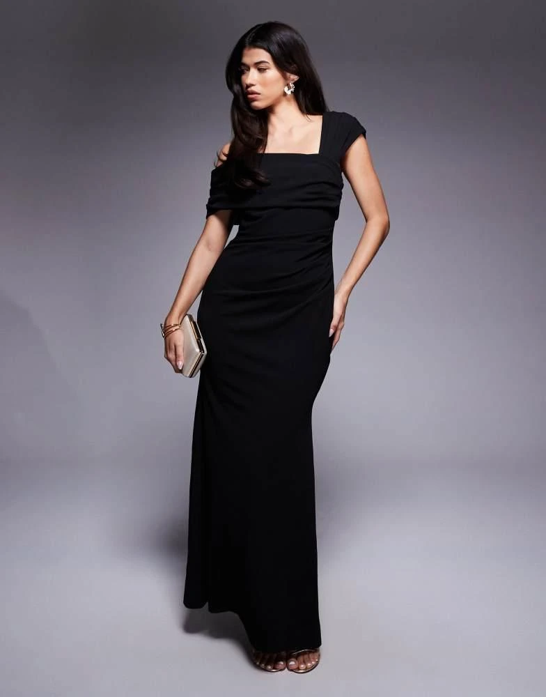 商品Goddiva|Goddiva One shoulder evening maxi dress in black,价格¥885,第1张图片