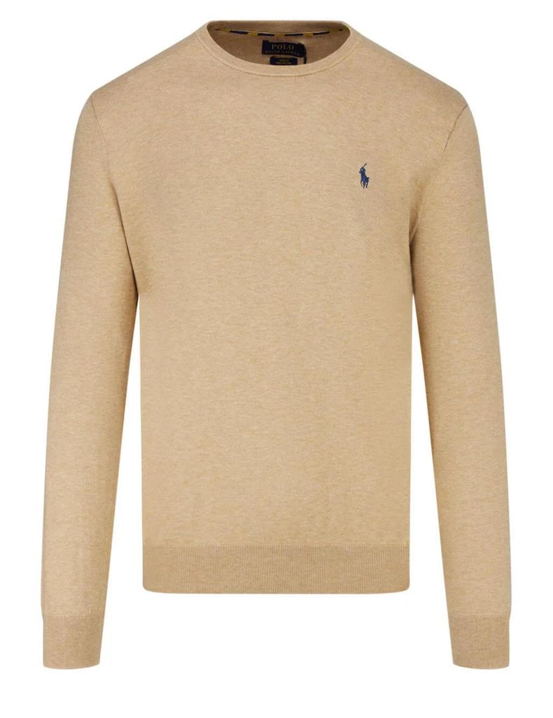 商品Ralph Lauren|Ralph Lauren Men's 'POLO' Slim Fit Crewneck Jumper - Camel,价格¥912,第1张图片