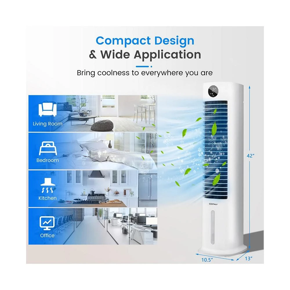 商品Costway|42''Portable Air Cooler 3-in-1 Cooling Tower Fan w/9H Timer Remote,价格¥1263,第3张图片详细描述