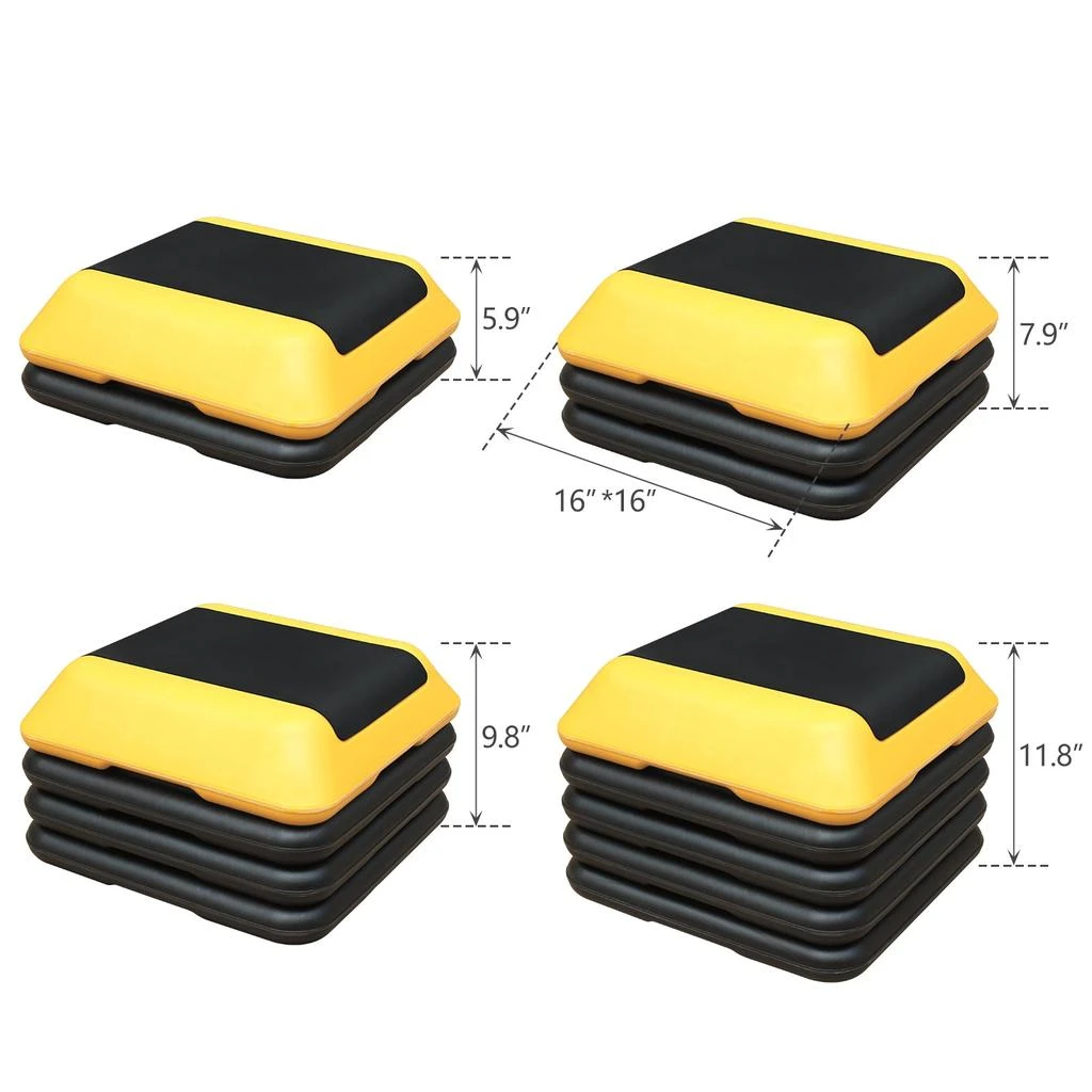 商品Streamdale Furniture|Streamdale Height-Adjustable Step Aerobics Platform Fitness Equipment Stepper Trainer Exercise Step Platform with 4 Riser Yellow,价格¥797,第5张图片详细描述
