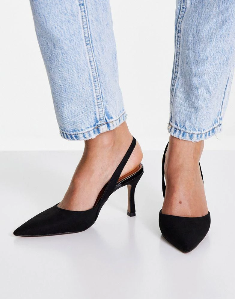 商品ASOS|ASOS DESIGN Samber slingback stiletto heels in black,价格¥193,第1张图片