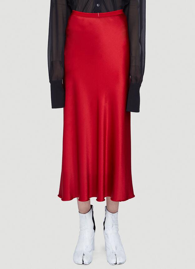 Stretch Satin Skirt in Red商品第1张图片规格展示