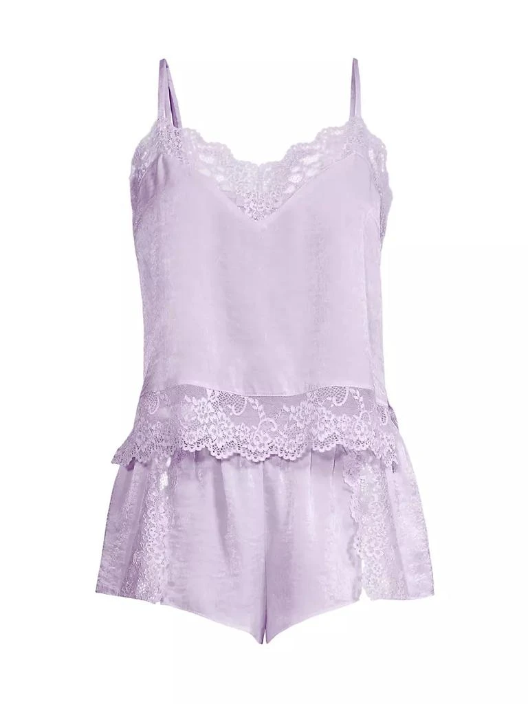 商品In Bloom|2-Piece Violet Satin Lace-Trim Cami Short Set,价格¥210,第1张图片