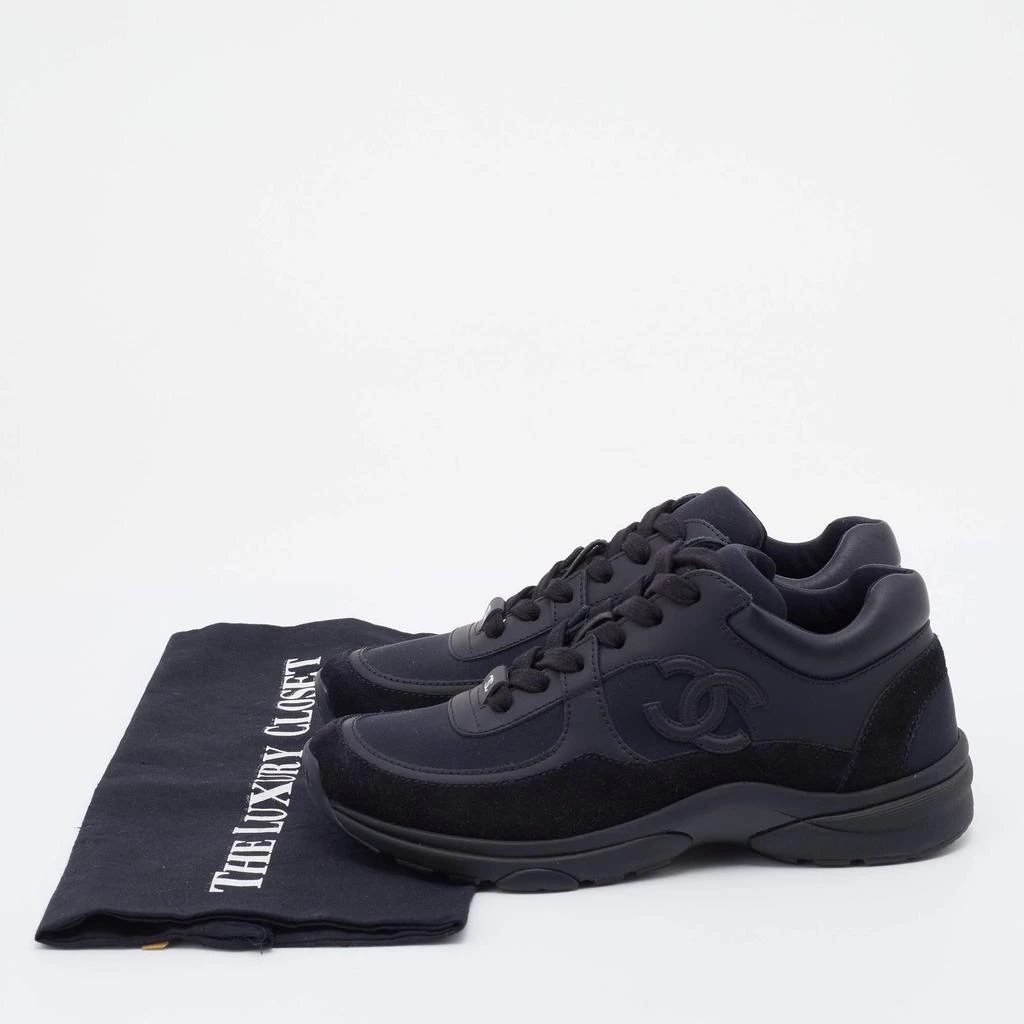 Chanel Black Neoprene/Leather and Suede CC Lace-Up Sneakers Size 36 商品