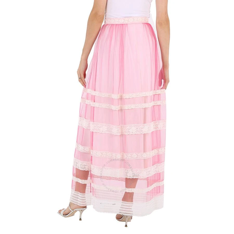 商品Burberry|Ladies Bright Pink Floral Lace-trim Tulle Maxi Skirt,价格¥2646,第3张图片详细描述