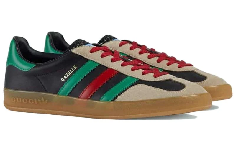 商品[国内直发] Gucci|adidas originals x 古驰 GAZELLE 经典休闲 德训鞋 低帮 时尚板鞋 男款 黑色,价格¥6595,第3张图片详细描述