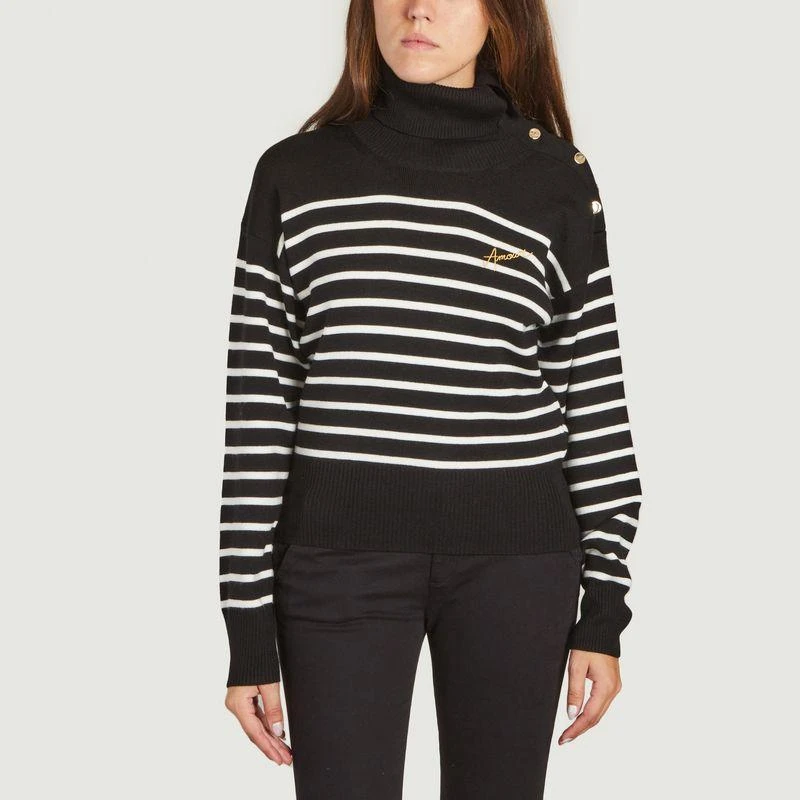 商品Maison Labiche|Regnault Amour embroidered turtleneck sweater Black off white Maison Labiche,价格¥1456,第1张图片