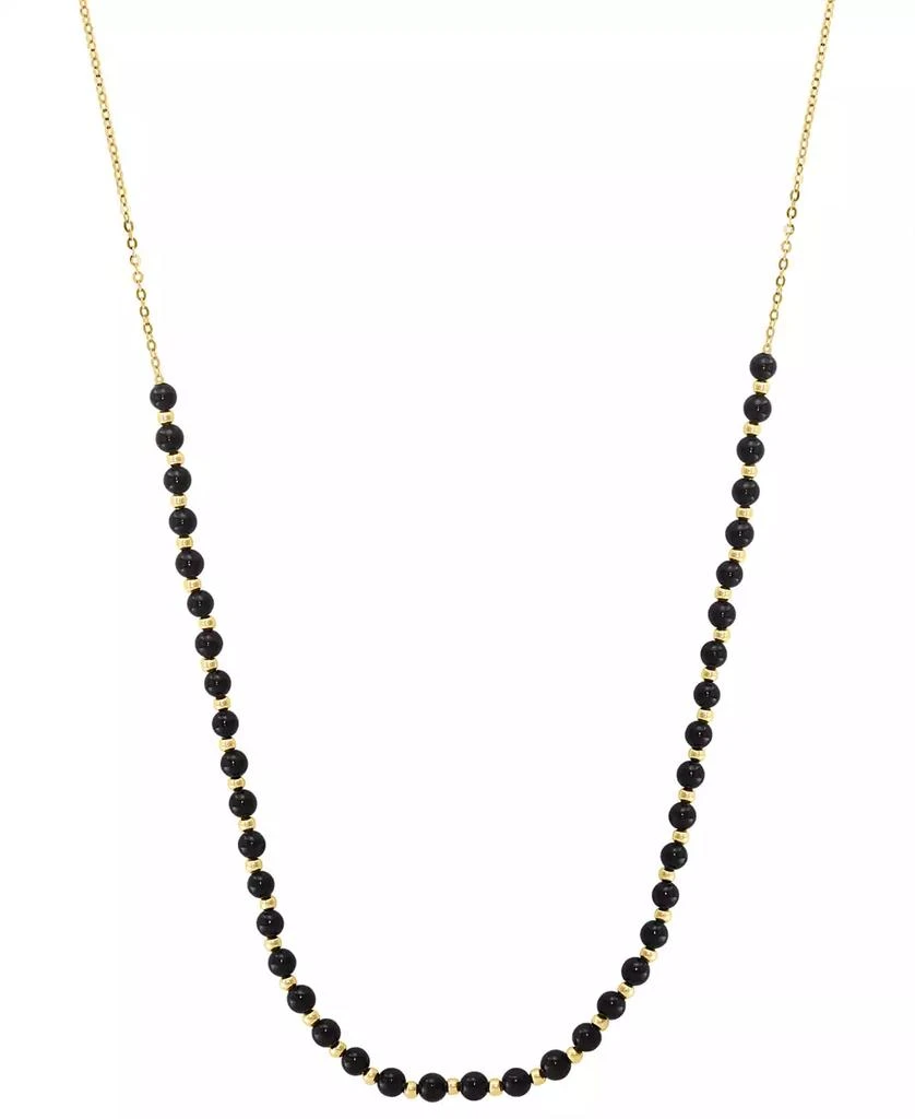 商品Effy|EFFY® Onyx & Polished Bead Collar Necklace in 14k Gold, 18" +1" extender,价格¥10491,第1张图片