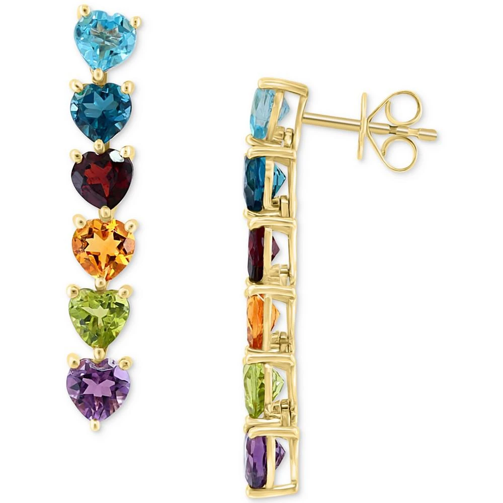 商品Effy|EFFY® Multi-Gemstone (5-7/8 ct. t.w.) Heart Linear Drop Earrings in 14k Gold,价格¥14793,第1张图片