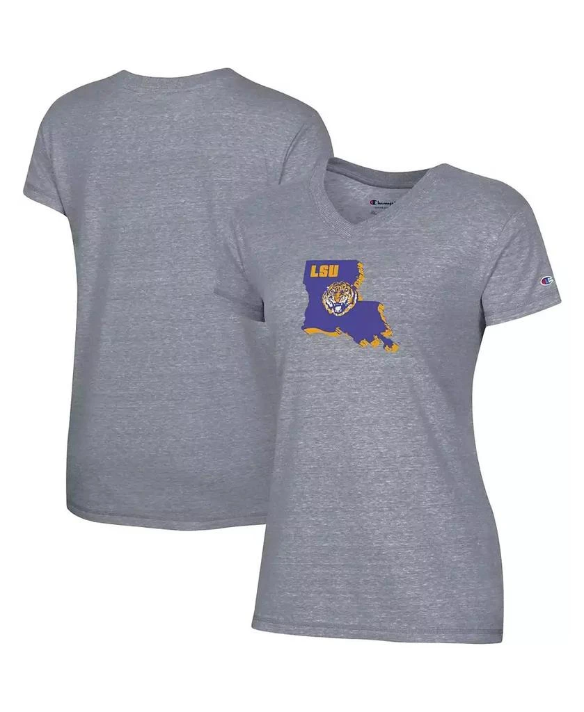 商品CHAMPION|Women's Gray LSU Tigers Vault Logo V-Neck T-shirt,价格¥228,第1张图片