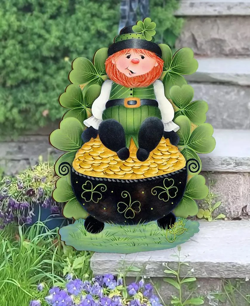 Holiday Wooden Wall Decor Door Decor Lepricon's Pot Full of Gold J. Mills-Price 商品