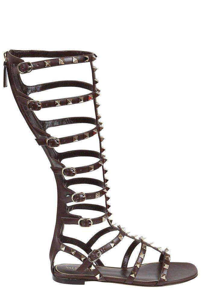 商品Valentino|Valentino	Garavani Rockstud Open Toe Flat Sandals,价格¥10939,第1张图片