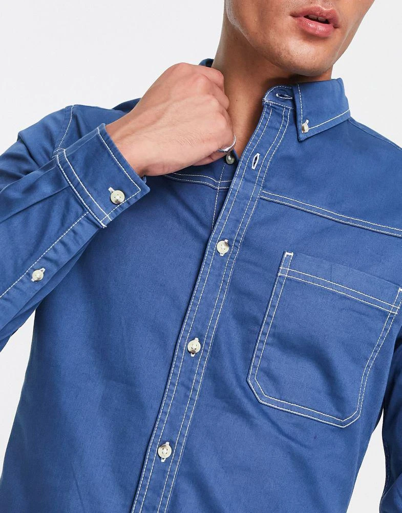 商品ASOS|ASOS DESIGN skinny denim shirt in moonlight blue,价格¥123,第3张图片详细描述
