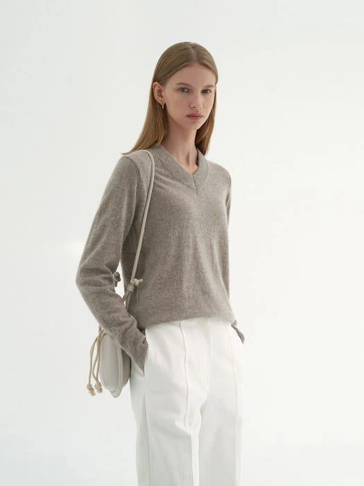 商品LOEIL|Premium Soft V-neck Knit (Cocoa),价格¥531,第2张图片详细描述