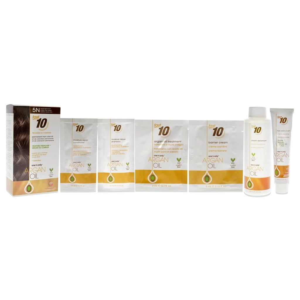 商品One n Only|Argan Oil Fast 10 Permanent Hair Color Kit - 5N Natural Light Brown by  for Unisex - 1 Pc Hair Color,价格¥186,第3张图片详细描述