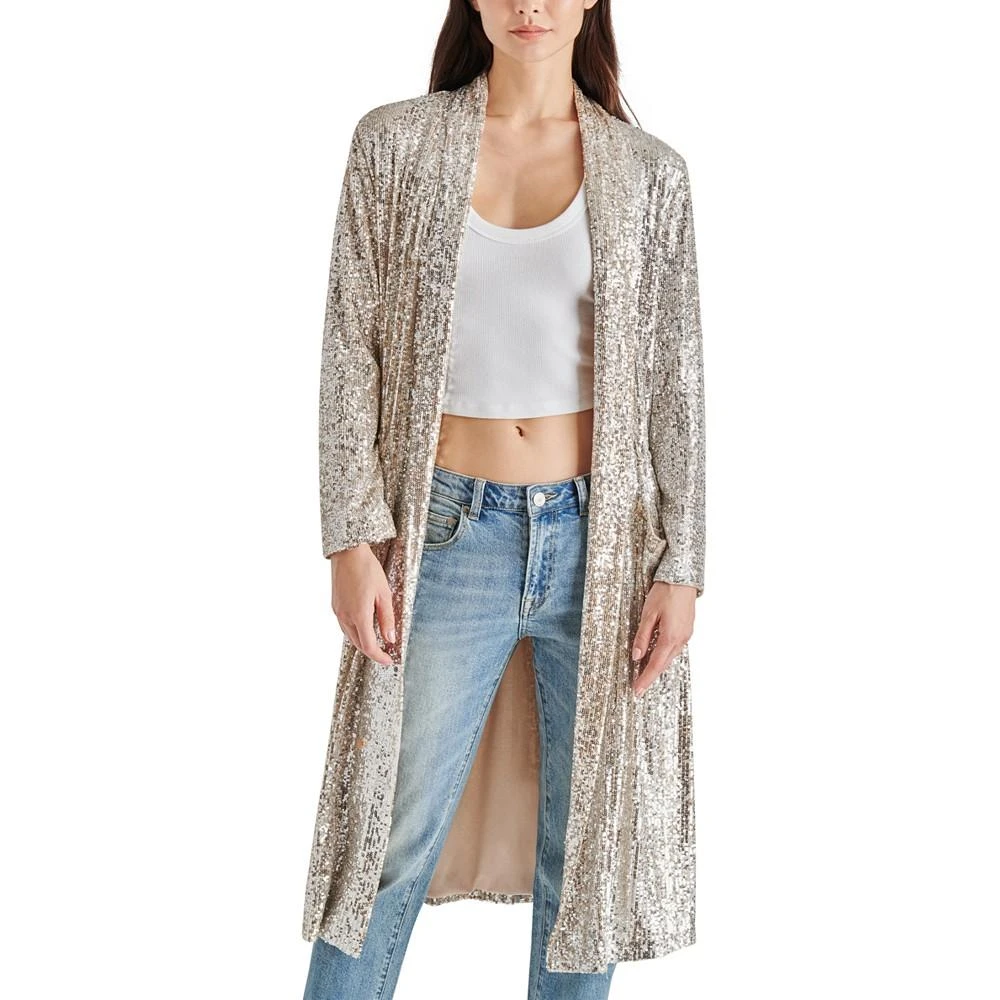 商品Steve Madden|Women's Show Stopper Long Glitter Coat,价格¥356,第4张图片详细描述