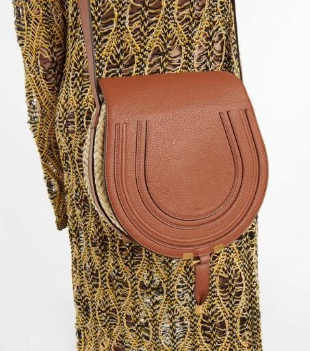 商品Chloé|Marcie leather-trimmed raffia shoulder bag,价格¥5784,第2张图片详细描述