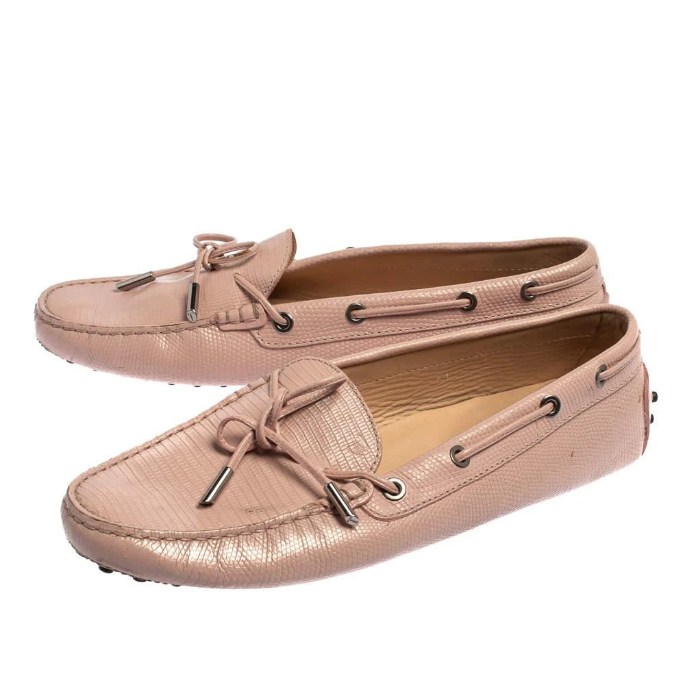 商品[二手商品] Tod's|Tod's Pink Lizard Embossed Leather Slip On  Loafers Size 41,价格¥1588,第4张图片详细描述