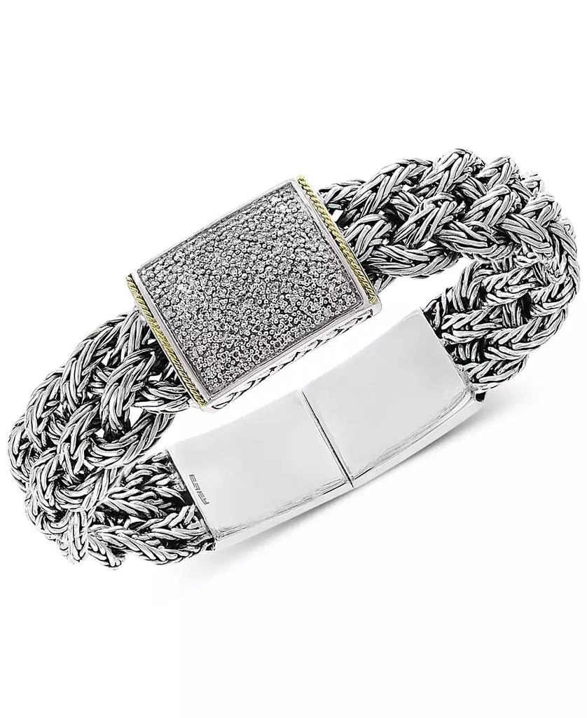 商品Effy|Diamond Pavé Woven Bracelet (1/2 ct. t.w.) in Sterling Silver & 18k Gold,价格¥18993,第1张图片