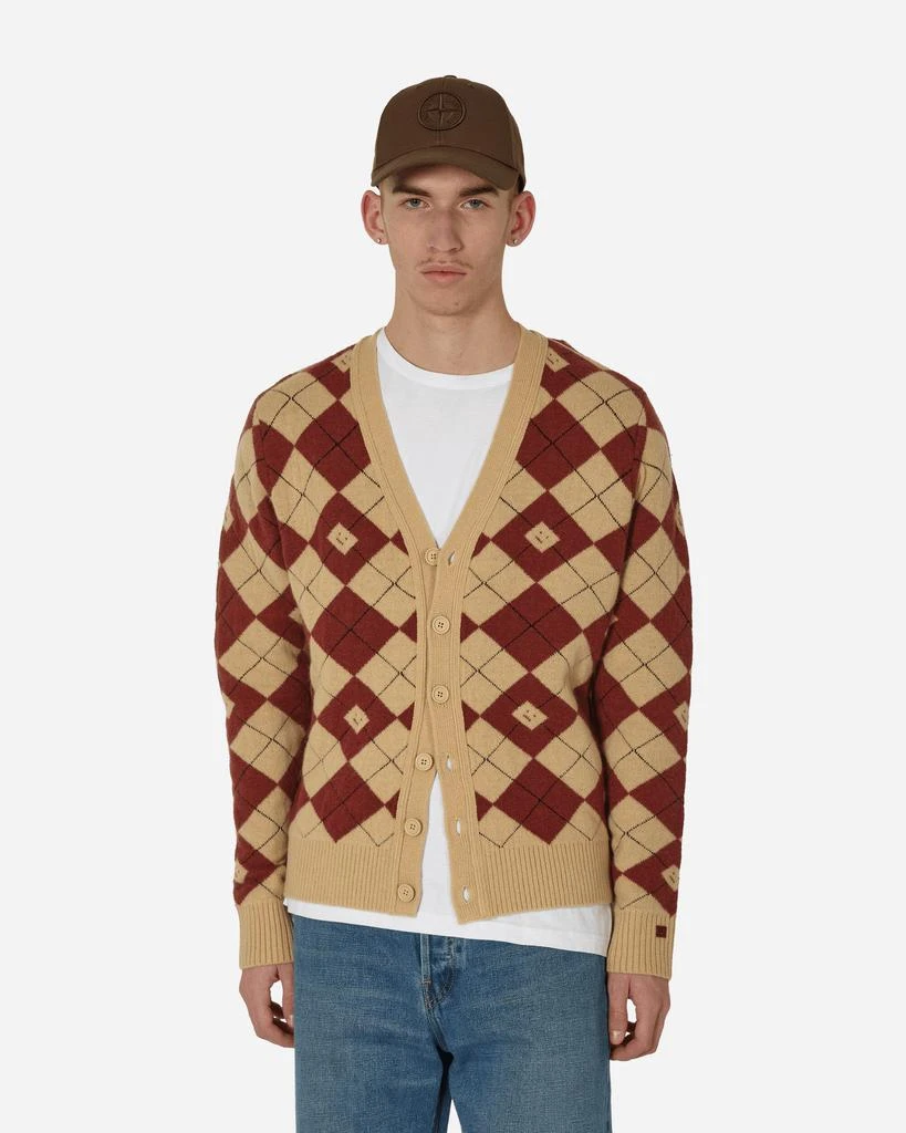 商品Acne Studios|Argyle Jacquard Cardigan Biscuit Beige / Deep Red,价格¥1450,第1张图片