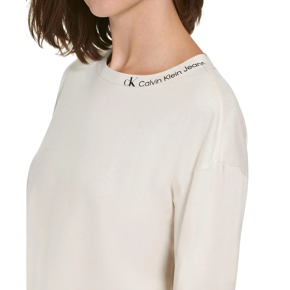 商品Calvin Klein|Women's Cotton Crewneck Logo High-Low T-Shirt,价格¥112,第4张图片详细描述