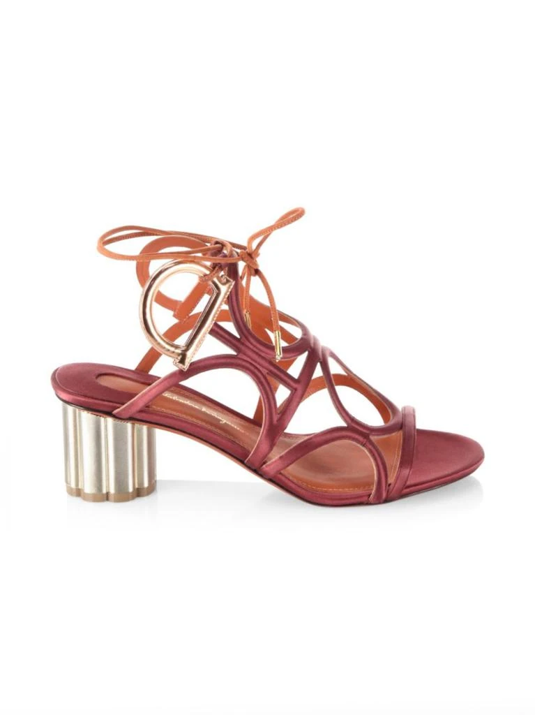 商品Salvatore Ferragamo|Salvatore Ferragamo - Detailed Gancio Flower Heel Vinci Sandals,价格¥2683,第1张图片