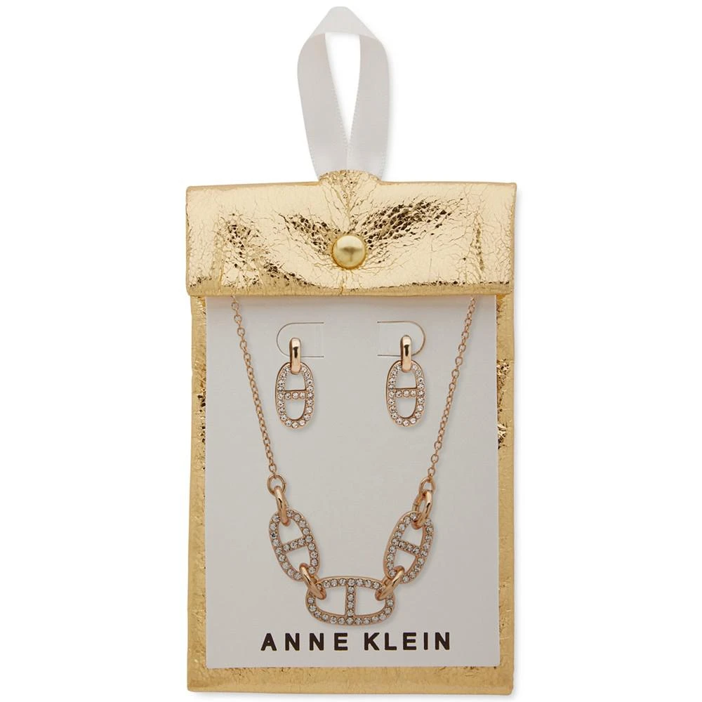 商品Anne Klein|Gold-Tone 2-Pc. Set Pavé Link Collar Necklace & Matching Drop  Earrings,价格¥105,第2张图片详细描述