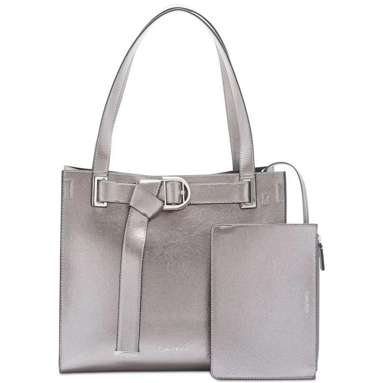 商品Calvin Klein|皮带装饰托特包Calvin Klein Faux-Leather Pebble Tote with Pouch,价格¥658,第2张图片详细描述