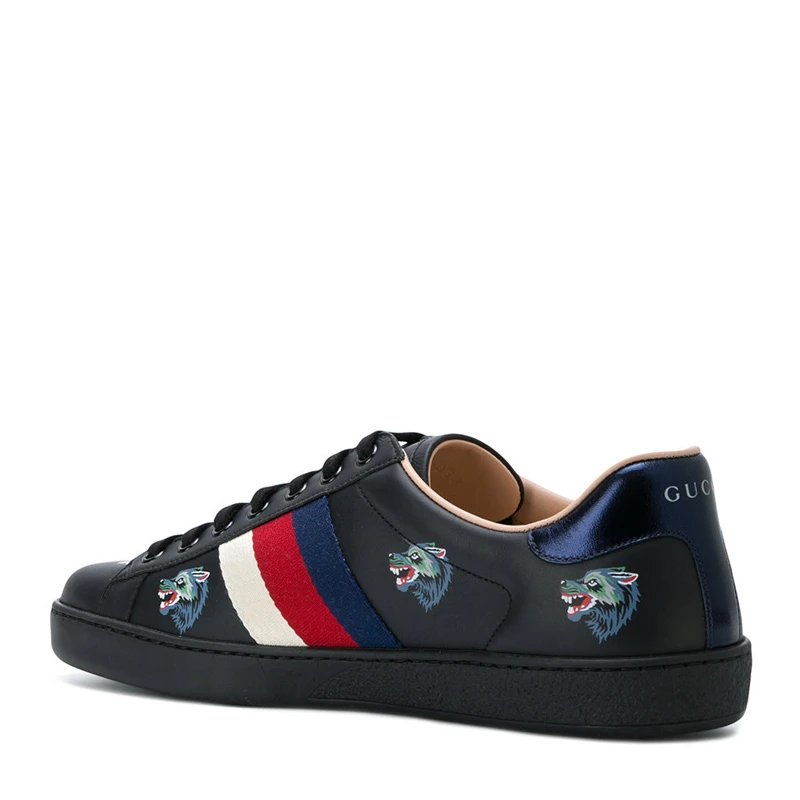 GUCCI古驰 男士黑色牛皮狼头印花休闲鞋板鞋 386750-0H810-1162 商品