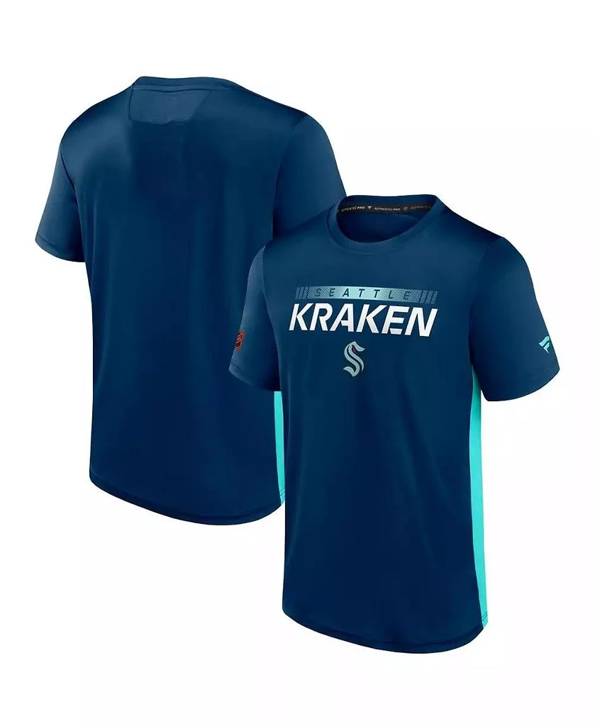 商品Fanatics|Men's Navy and Blue Seattle Kraken Special Edition 2.0 Authentic Pro Tech T-shirt,价格¥341,第1张图片