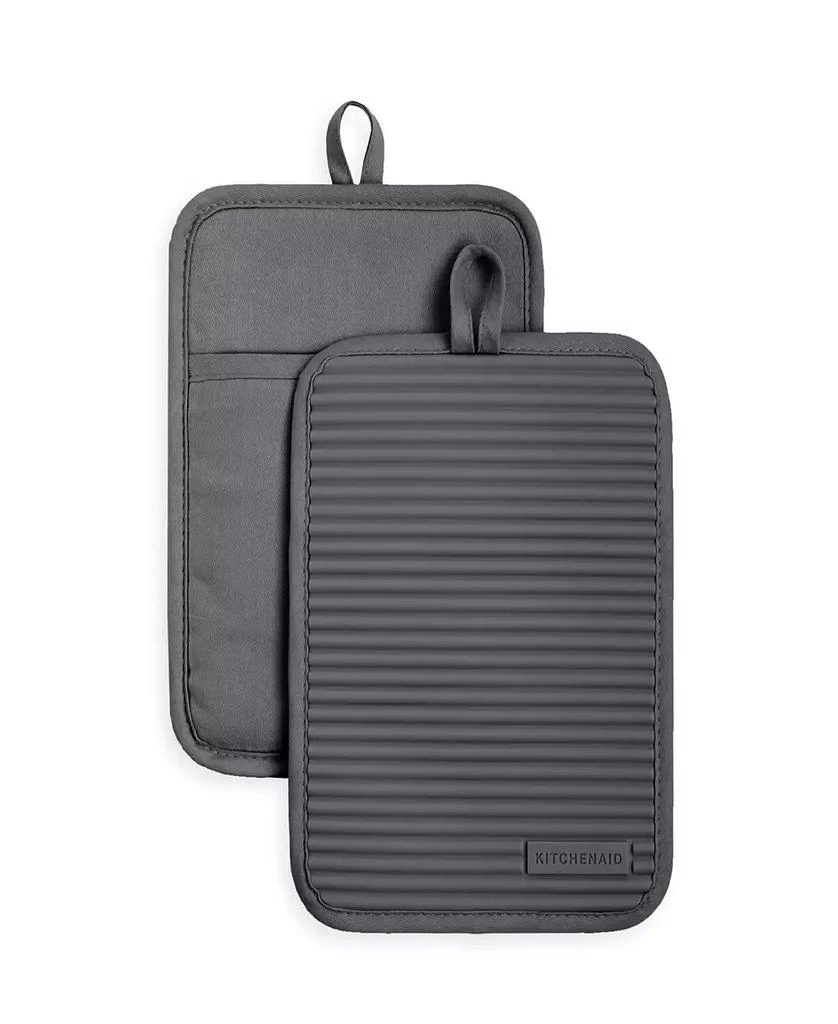 商品KitchenAid|Ribbed Soft Silicone Pot Holder Set, 2 Piece,价格¥245,第1张图片