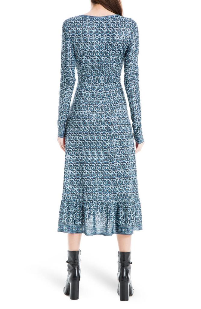 Long Sleeve Printed Wrap Dress商品第2张图片规格展示