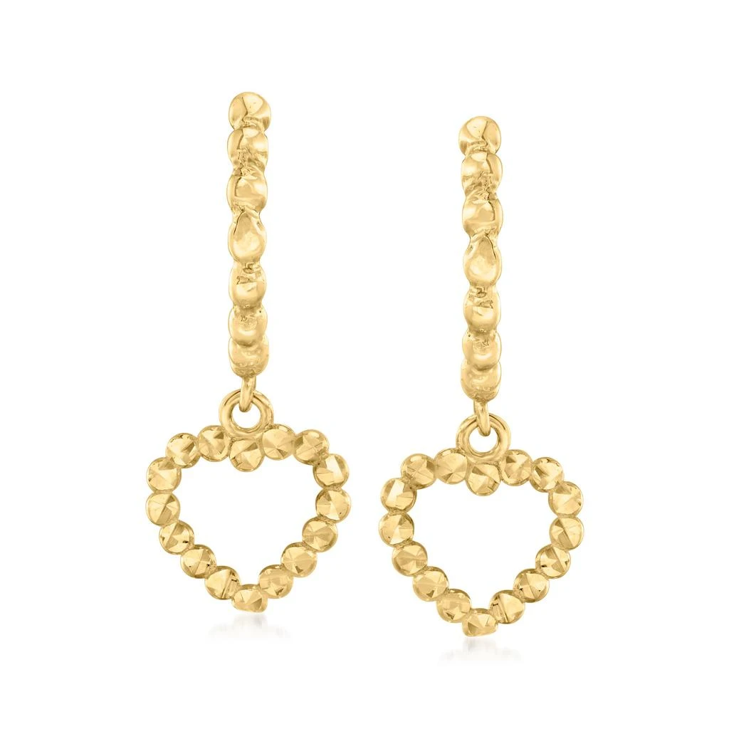 商品Canaria Fine Jewelry|Canaria 10kt Yellow Gold Huggie Hoop Earrings With Heart Drops,价格¥755,第1张图片