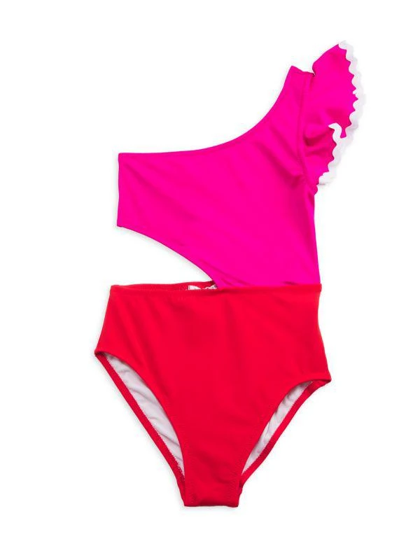 商品Nessi Byrd|Little Girl's & Girl's Freesia Colorblock One-Piece Swimsuit,价格¥394,第1张图片