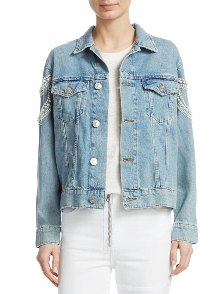 商品Sandro|Cuba To Paris Eriko Beaded Denim Jacket,价格¥2213,第1张图片