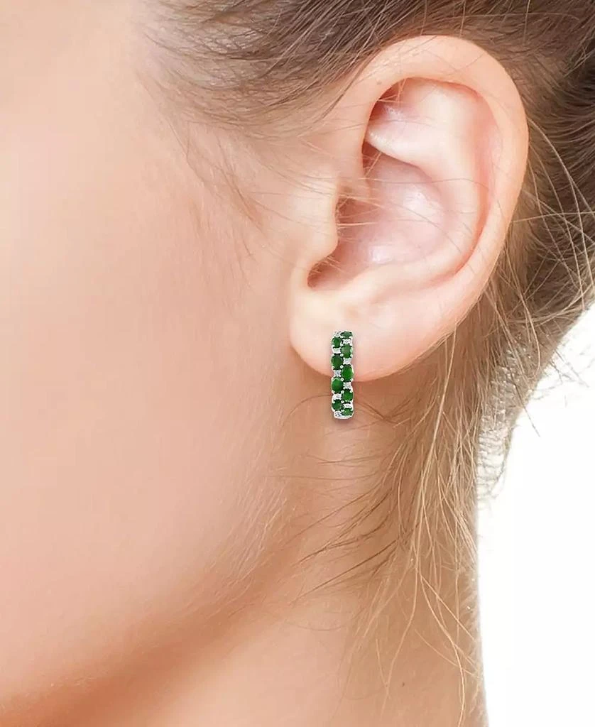 商品Effy|EFFY® Emerald & Diamond Small Earrings in Sterling Silver (Also available in Sapphire and Ruby),价格¥1215,第2张图片详细描述