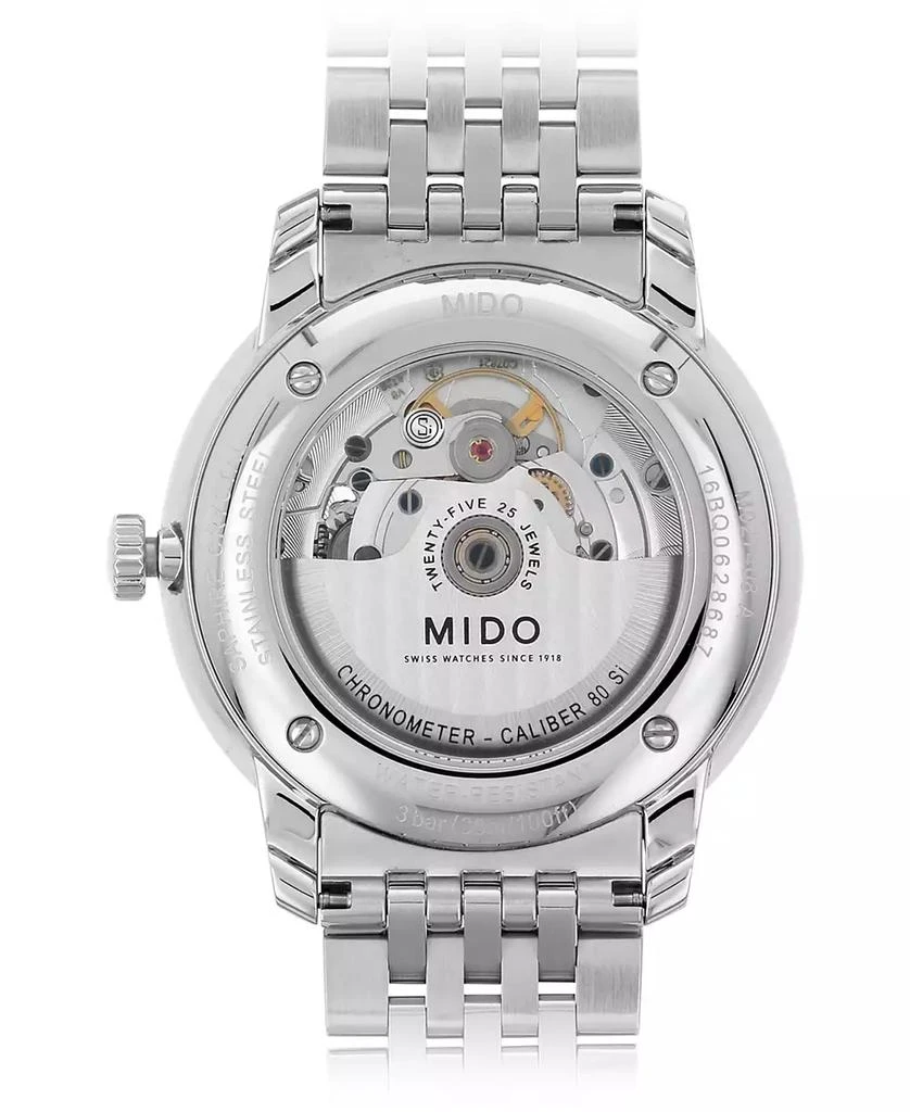 商品MIDO|Men's Swiss Automatic Baroncelli Stainless Steel Bracelet Watch 40mm,价格¥9354,第3张图片详细描述