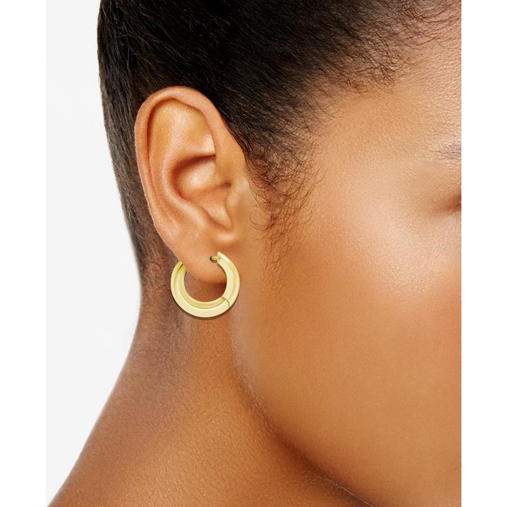 商品Essentials|High Polished Thick Puff Hinge Hoop Earring, Gold Plate and Silver Plate,价格¥130,第4张图片详细描述