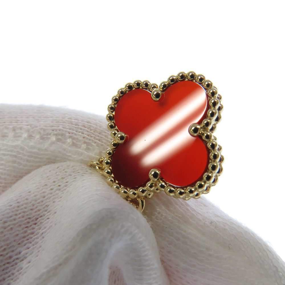 Van Cleef & Arpels Vintage Alhambra 18K Yellow Gold Carnelian Necklace商品第5张图片规格展示