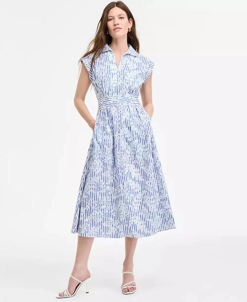 商品Kensie|Women's Striped Floral-Embroidered Midi Dress,价格¥1097,第1张图片