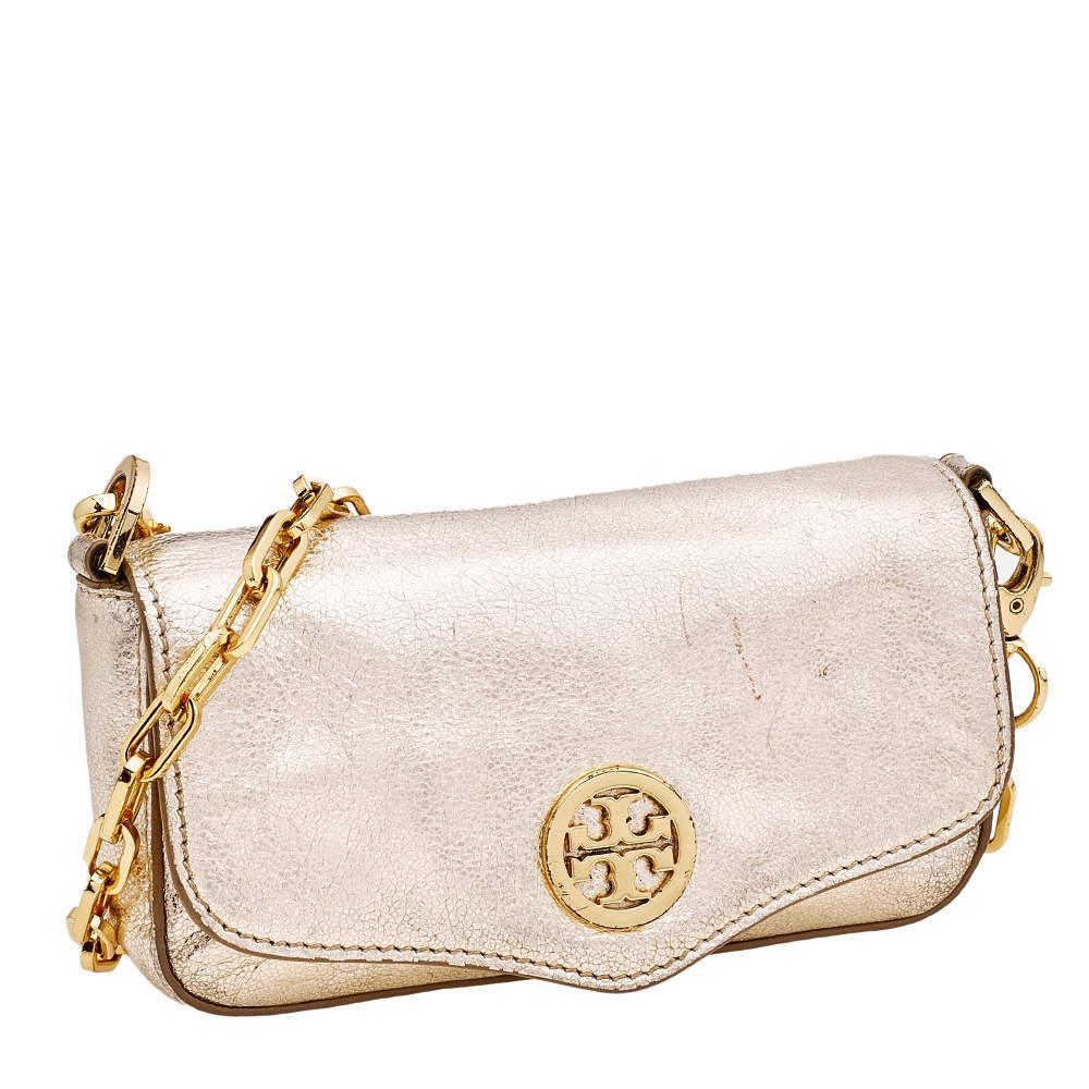 商品[二手商品] Tory Burch|Tory Burch Gold Leather Flap Chain Shoulder Bag,价格¥735,第5张图片详细描述